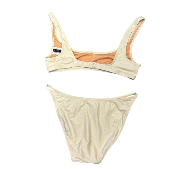 NWT J. CREW Women Scoopneck Bikini Top Med + No String Bikini Bottom Large Cream - Picture 4 of 7